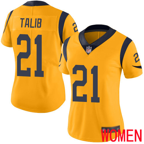 Los Angeles Rams Limited Gold Women Aqib Talib Jersey NFL Football 21 Rush Vapor Untouchable